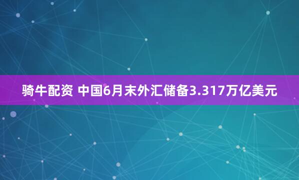 骑牛配资 中国6月末外汇储备3.317万亿美元